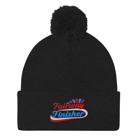 Fairway Finisher Quirky Fun Embroidered Golf Pom-Pom Beanie - Funny Golf Tee by Swing Epic