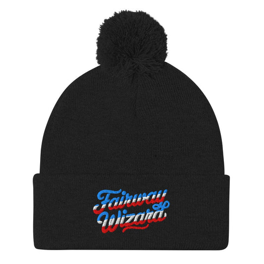 Fairway Wizard Embroidered Golf Pom-Pom Beanie - Funny Golf Tee by Swing Epic