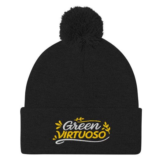 Green Virtuoso Spark Joy Embroidered Golf Pom-Pom Beanie - Funny Golf Tee by Swing Epic