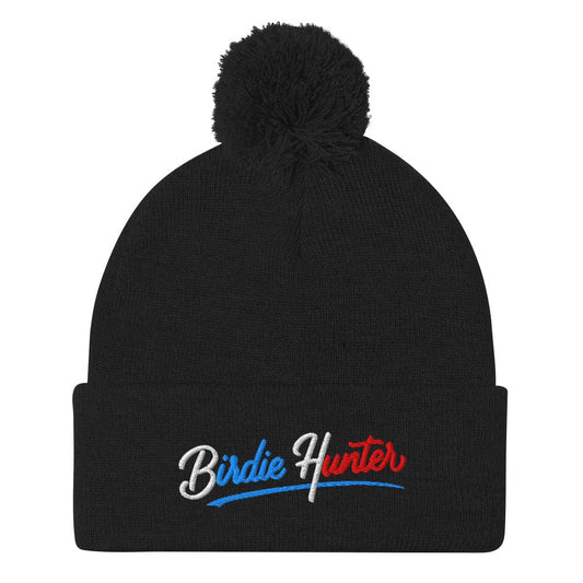 Birdie Hunter Embroidered Golf Pom-Pom Beanie - Funny Golf Tee by Swing Epic