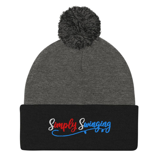 Simply Swinging Fun Embroidered Golf Pom-Pom Beanie - Funny Golf Tee by Swing Epic