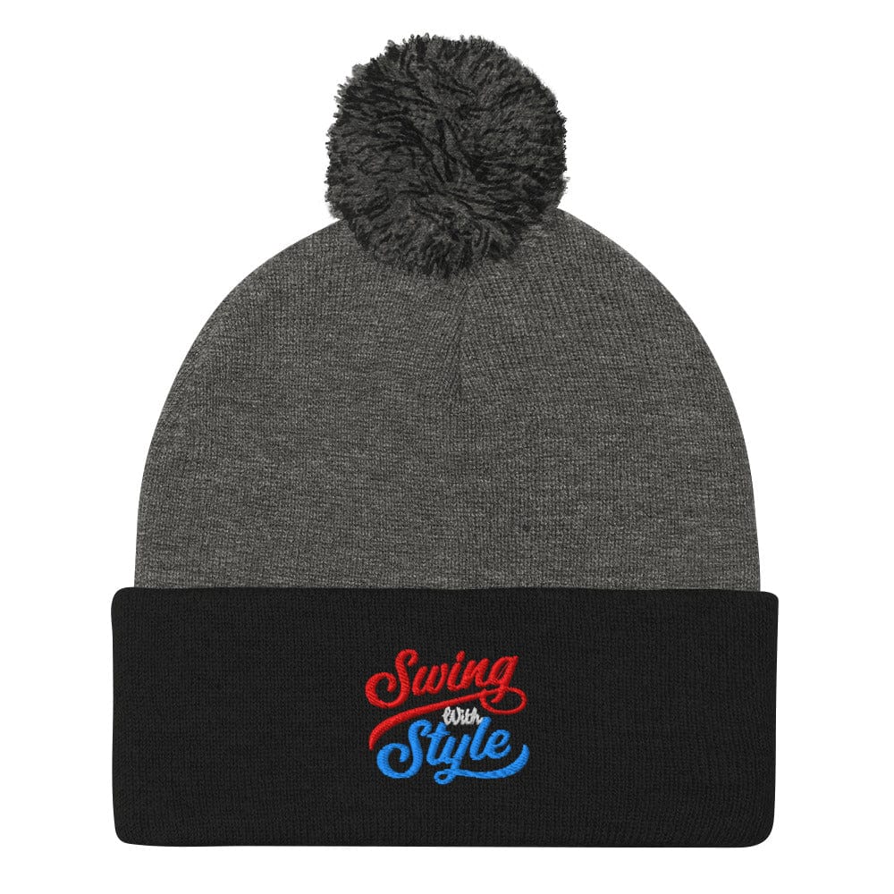 Swing With Style Embroidered Golf Pom-Pom Beanie - Funny Golf Tee by Swing Epic