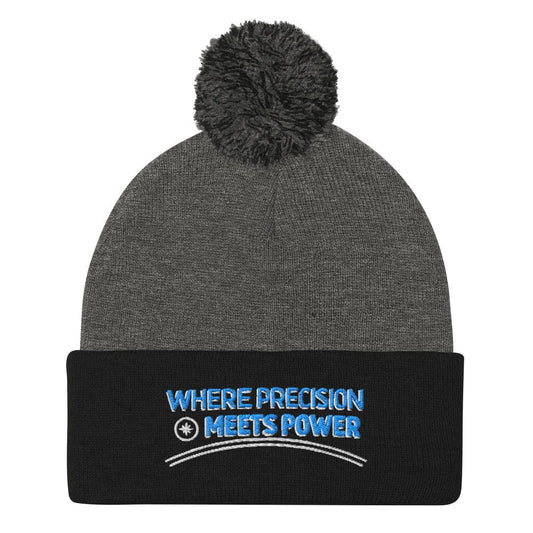 Where Precision Meets Power Embroidered Golf Pom-Pom Beanie - Funny Golf Tee by Swing Epic