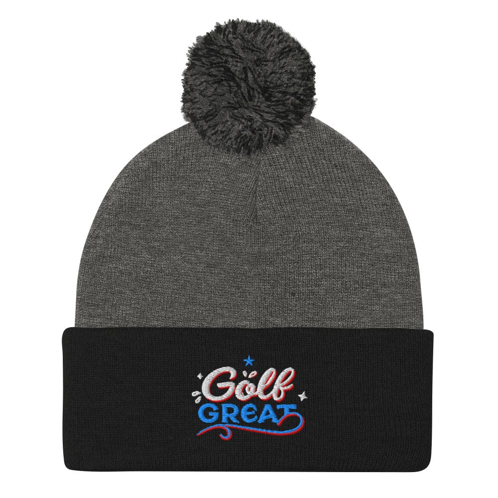 Golf Great Fun Design Embroidered Golf Pom-Pom Beanie - Funny Golf Tee by Swing Epic