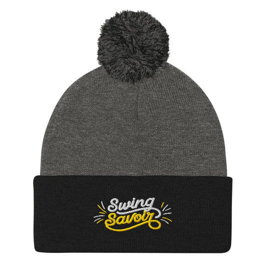 Swing Savoir Embroidered Golf Pom-Pom Beanie - Funny Golf Tee by Swing Epic