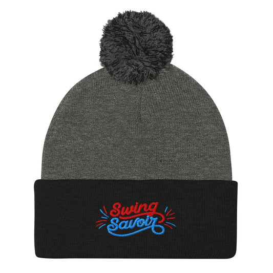 Swing Savoir Embroidered Golf Pom-Pom Beanie - Funny Golf Tee by Swing Epic