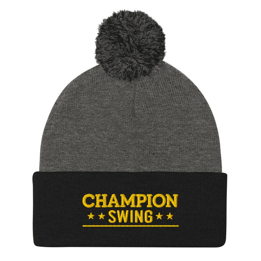 Champion Swing Embroidered Golf Pom-Pom Beanie - Funny Golf Tee by Swing Epic
