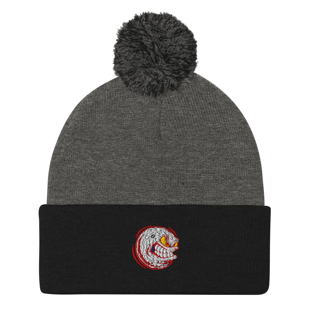 Angry Golf Ball Maniac Embroidered Golf Pom-Pom Beanie - Funny Golf Tee by Swing Epic