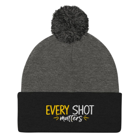 Every Shot Matters Quirky Embroidered Golf Pom-Pom Beanie - Funny Golf Tee by Swing Epic