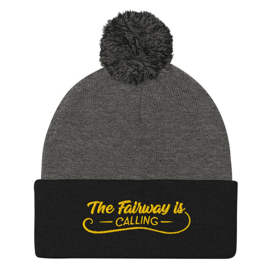 The Fairway Is Calling Quirky Embroidered Golf Pom-Pom Beanie - Funny Golf Tee by Swing Epic