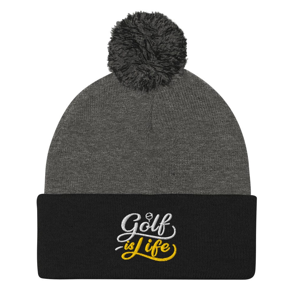 Golf is Life Embroidered Golf Pom-Pom Beanie - Funny Golf Tee by Swing Epic