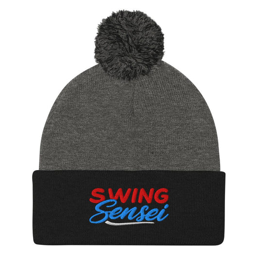 SWING Sensei Embroidered Golf Pom-Pom Beanie - Funny Golf Tee by Swing Epic