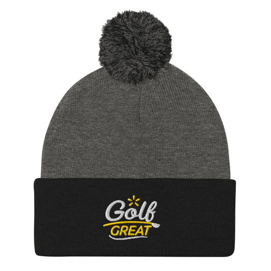 Golf Great Quirky Fun Embroidered Golf Pom-Pom Beanie - Funny Golf Tee by Swing Epic