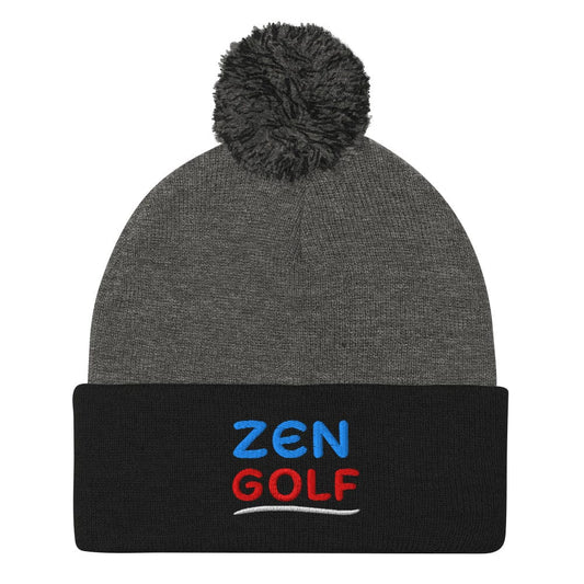 Zen Golf Embroidered Golf Pom-Pom Beanie - Funny Golf Tee by Swing Epic