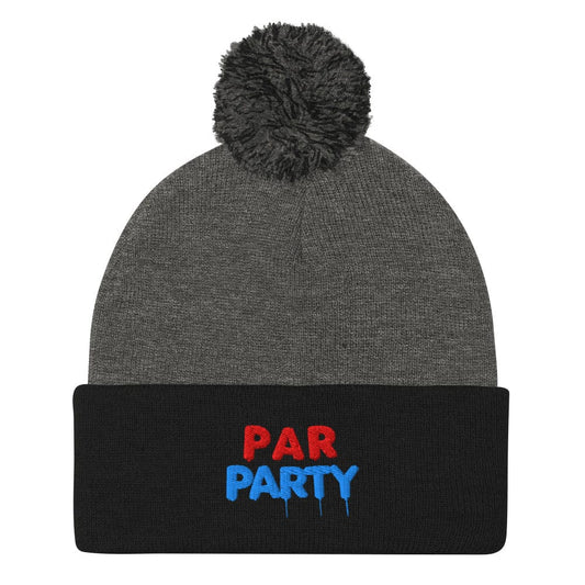 Par Party Fun Embroidered Golf Pom-Pom Beanie - Funny Golf Tee by Swing Epic