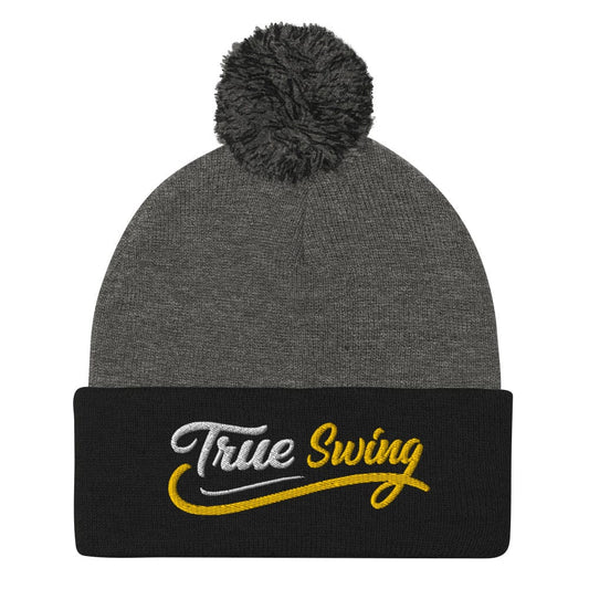 True Swing Embroidered Golf Pom-Pom Beanie - Funny Golf Tee by Swing Epic