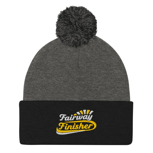 Fairway Finisher Quirky Fun Embroidered Golf Pom-Pom Beanie - Funny Golf Tee by Swing Epic