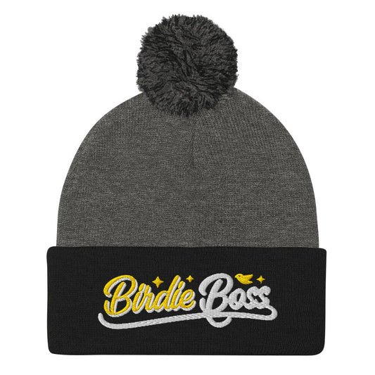 Birdie Boss Embroidered Golf Pom-Pom Beanie - Funny Golf Tee by Swing Epic