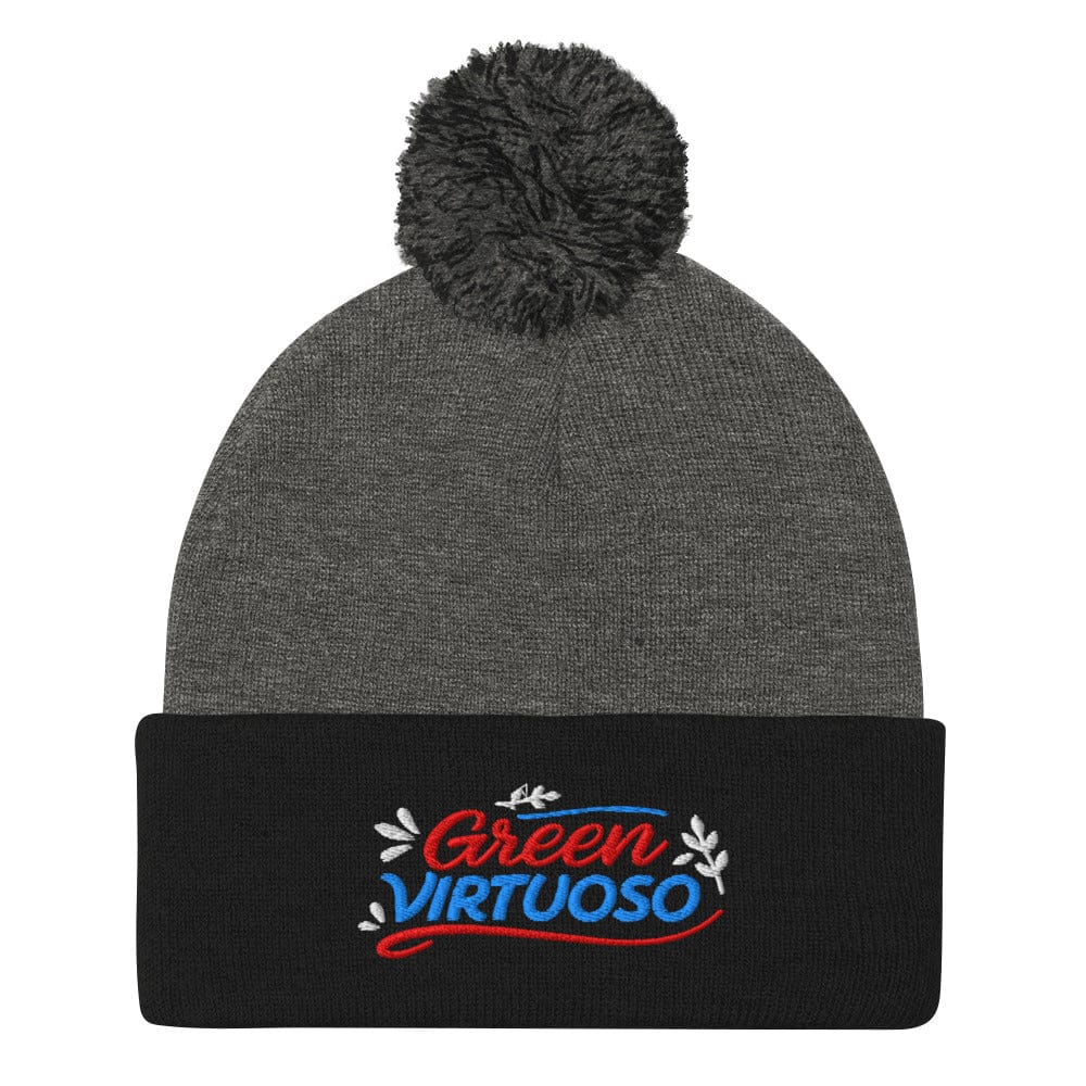 Green Virtuoso Spark Joy Embroidered Golf Pom-Pom Beanie - Funny Golf Tee by Swing Epic
