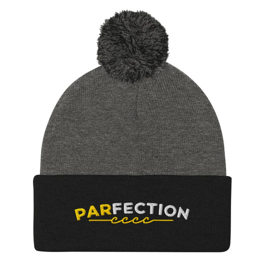 Parfection Fun Embroidered Golf Pom-Pom Beanie - Funny Golf Tee by Swing Epic