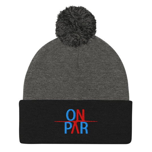 On Par Fun Embroidered Golf Pom-Pom Beanie - Funny Golf Tee by Swing Epic