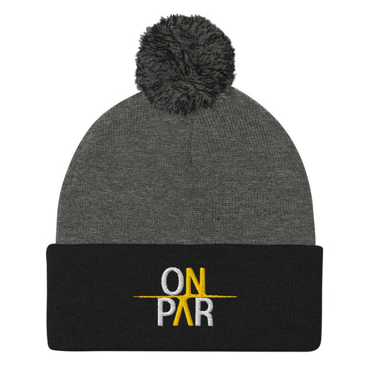 On Par Fun Embroidered Golf Pom-Pom Beanie - Funny Golf Tee by Swing Epic