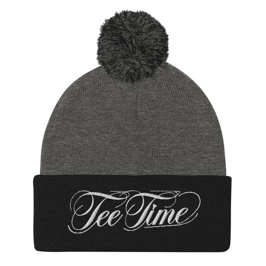 Tee Time Engaging Fun Embroidered Golf Pom-Pom Beanie - Funny Golf Tee by Swing Epic