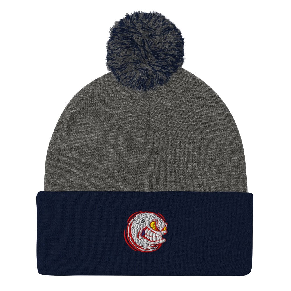 Angry Golf Ball Maniac Embroidered Golf Pom-Pom Beanie - Funny Golf Tee by Swing Epic