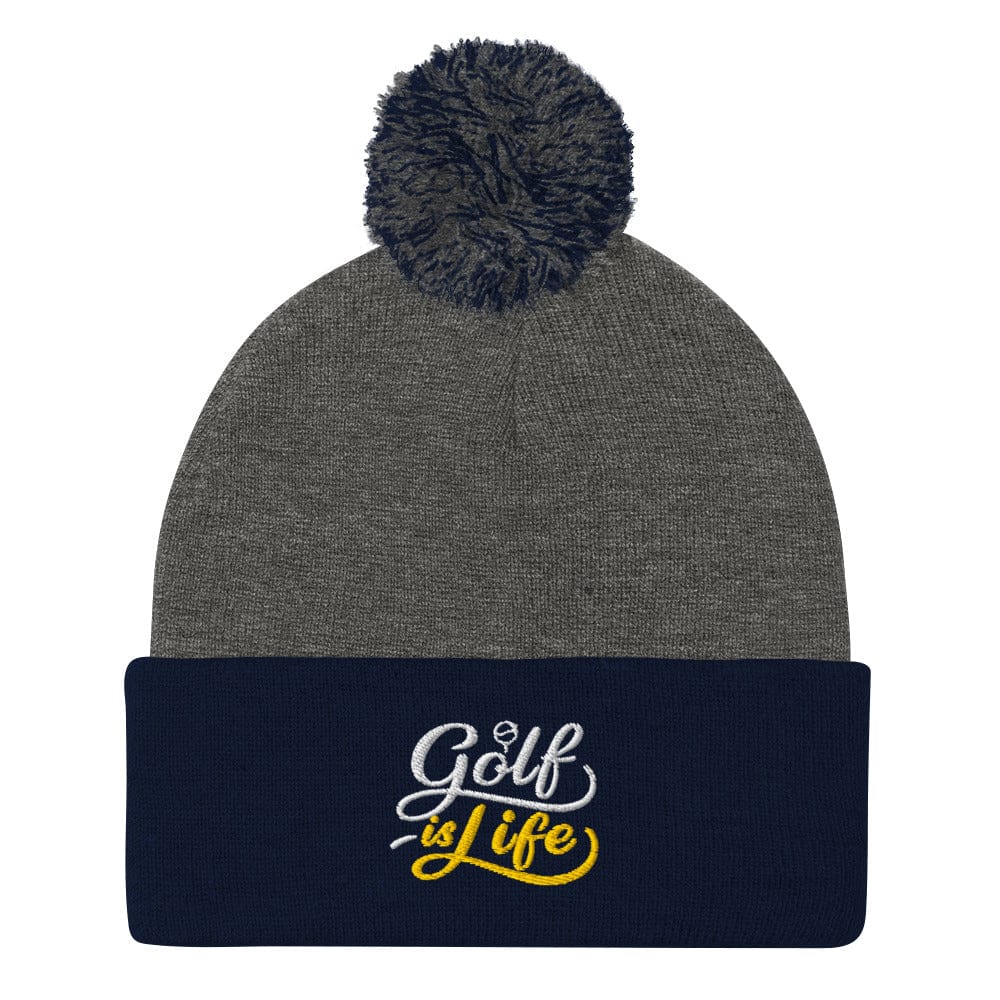 Golf is Life Embroidered Golf Pom-Pom Beanie - Funny Golf Tee by Swing Epic