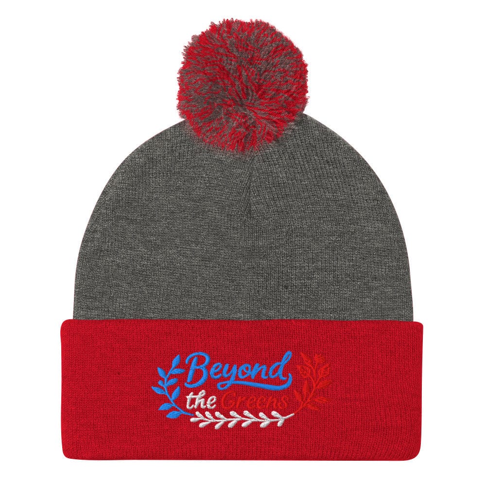 Beyond the Greens Embroidered Golf Pom-Pom Beanie - Funny Golf Tee by Swing Epic