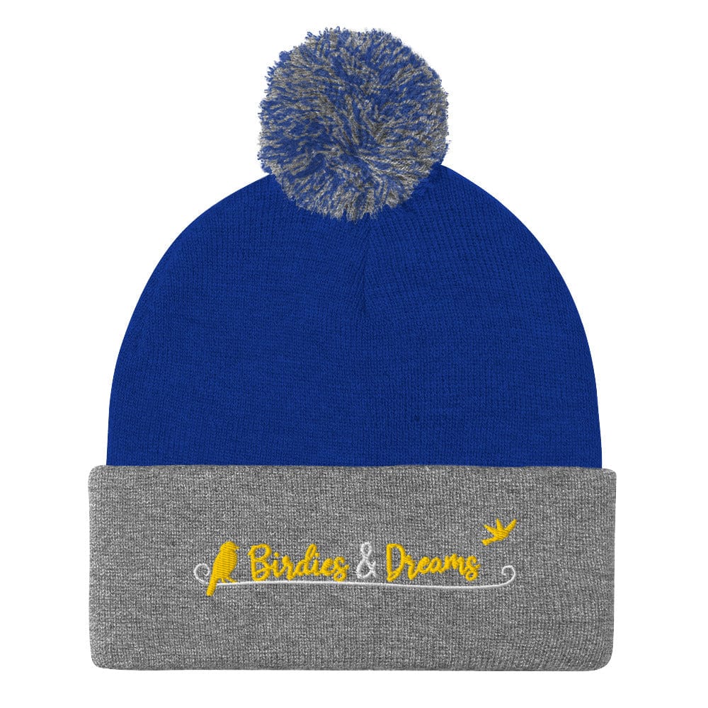 Birdies & Dreams Embroidered Golf Pom-Pom Beanie - Funny Golf Tee by Swing Epic