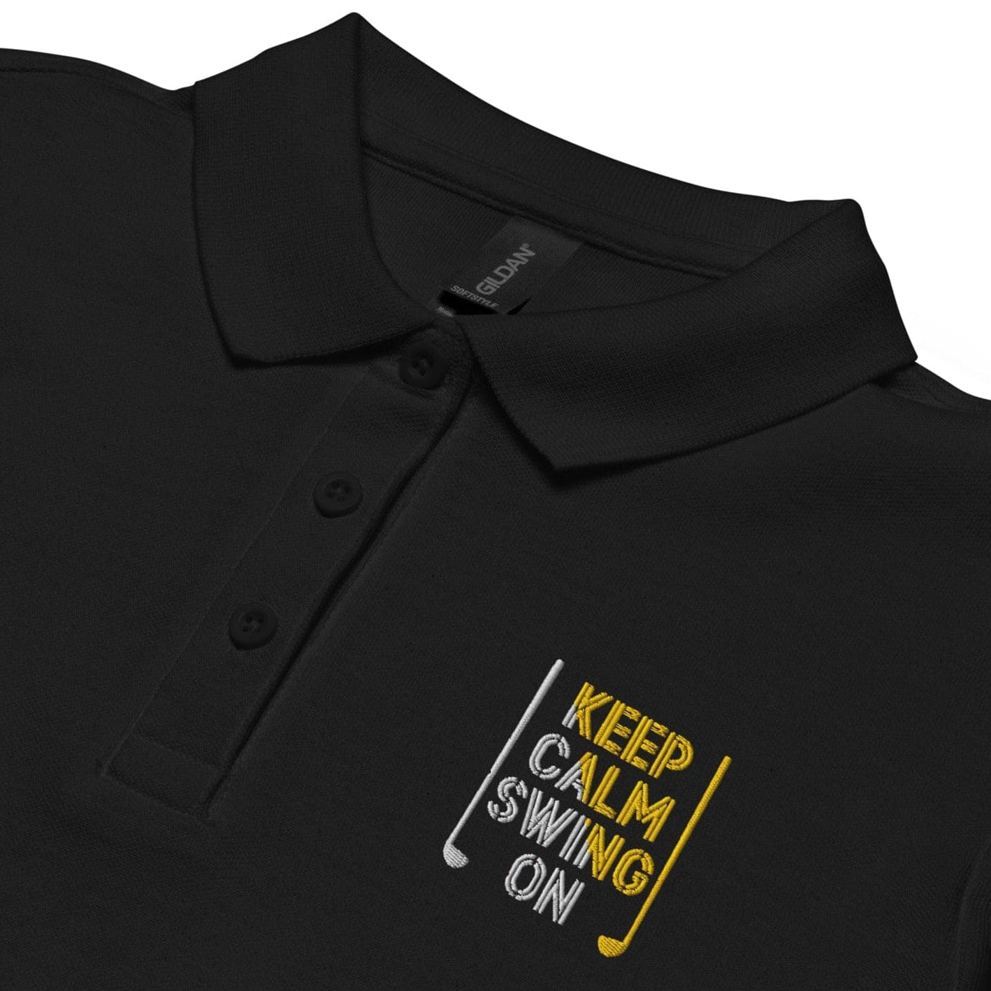 Keep Calm Swing On Embroidered Women's Golf Pique Polo Shirt